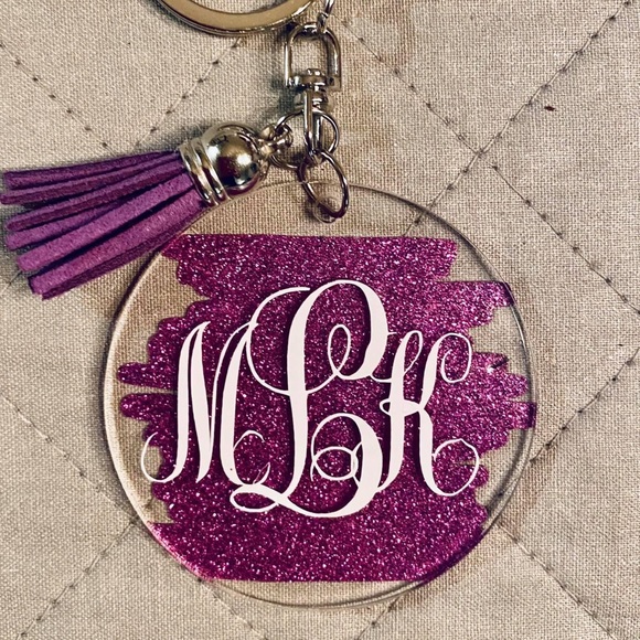 Personalized Round Acrylic Key Chains w Tassel - Picture 7 of 11
